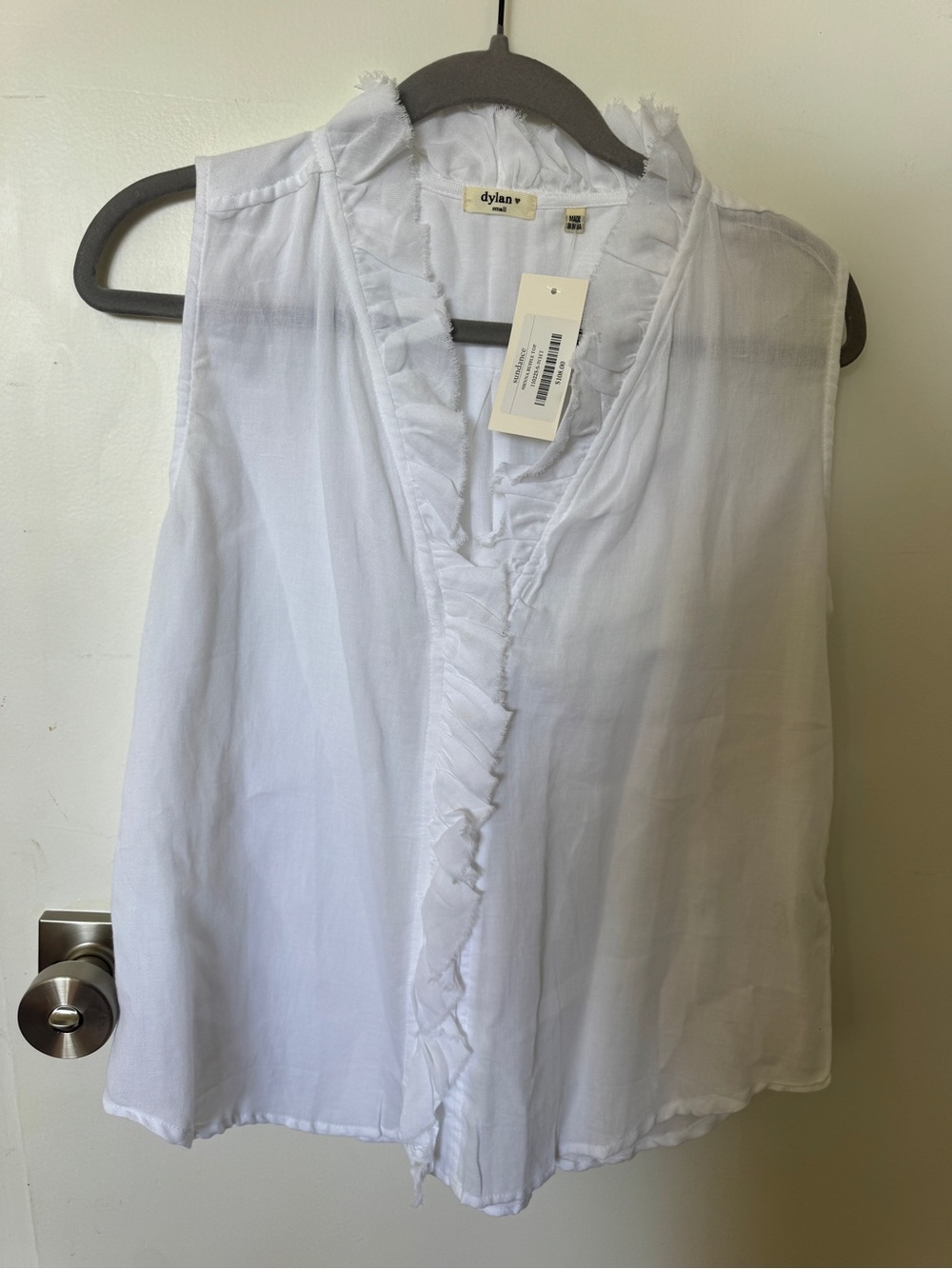 Sundance White Ruffle-Trim Sleeveless Tank